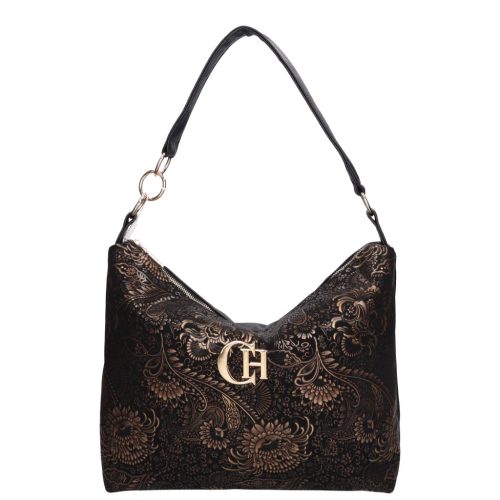 Chiara rostbőr táska L 327 fekete arany virág