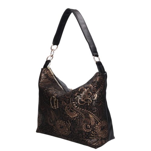 Chiara rostbőr táska L 327 fekete arany virág