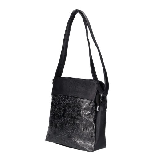 Karen rostbőr táska D 214 fekete új virág