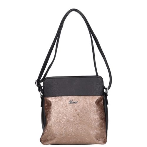 Karen rostbőr táska D 214 fekete bronz virág