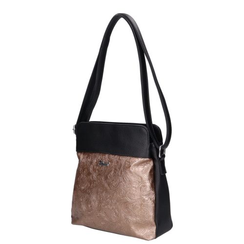 Karen rostbőr táska D 214 fekete bronz virág