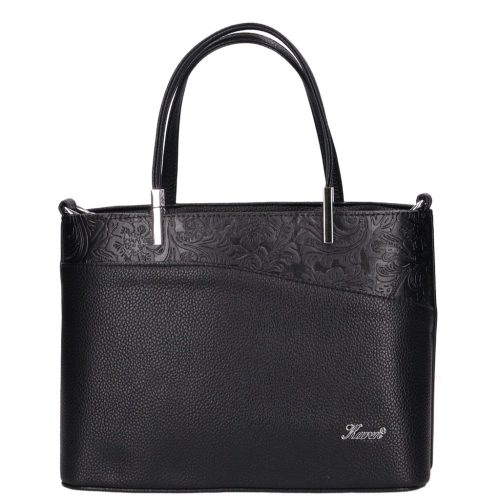 Karen rostbőr női táska D 444 fekete virág