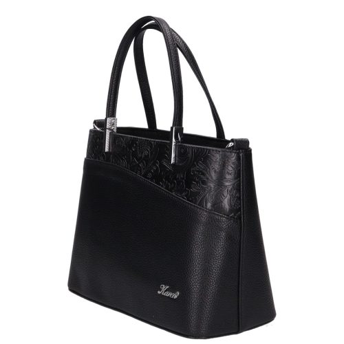 Karen rostbőr női táska D 444 fekete virág