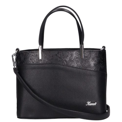 Karen rostbőr női táska D 444 fekete virág