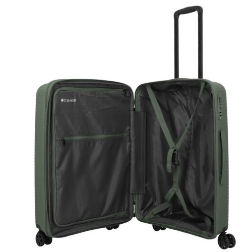 Travelite Air Striple M zöld bővíthető közepes méretű bőrönd