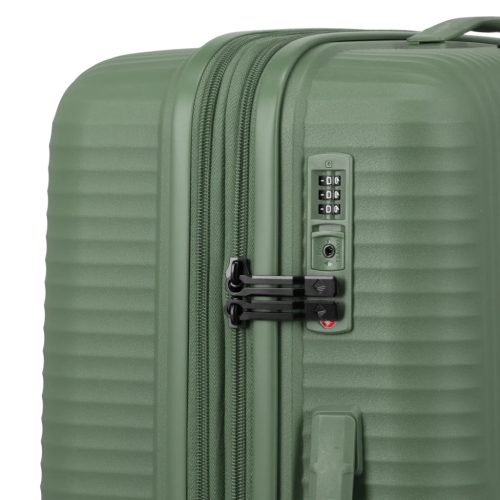 Travelite Air Striple M zöld bővíthető közepes méretű bőrönd