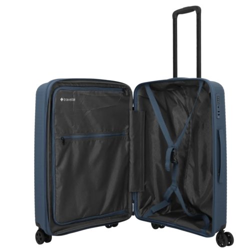 Travelite Air Striple M kék bővíthető közepes méretű bőrönd