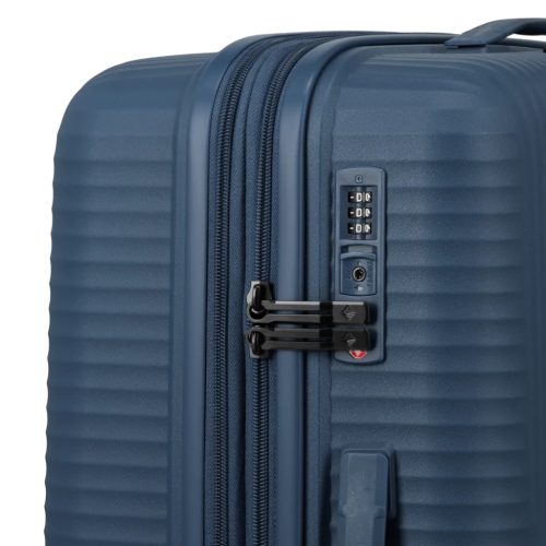 Travelite Air Striple M kék bővíthető közepes méretű bőrönd