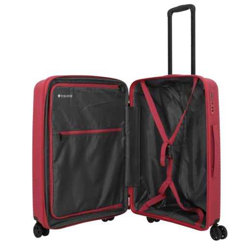 Travelite Air Striple M piros bővíthető közepes méretű bőrönd