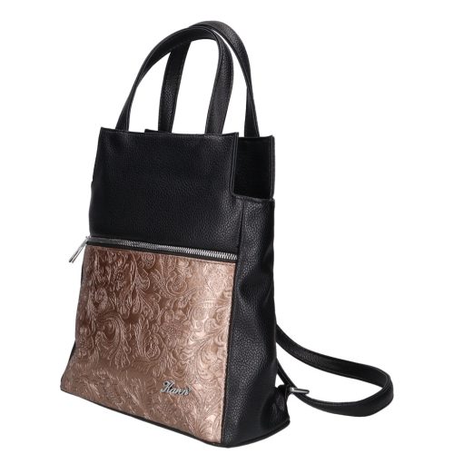 Karen 9549 fekete bronz virág rostbőr női táska