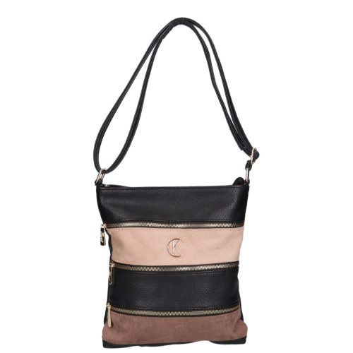 Karen 9508 fekete drapp rostbőr női táska