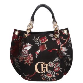 Chiara K 772 bis fekete bordó virág rostbőr női táska
