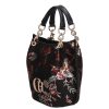 Chiara K 772 bis fekete bordó virág rostbőr női táska