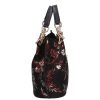 Chiara K 772 bis fekete bordó virág rostbőr női táska