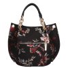 Chiara K 772 bis fekete bordó virág rostbőr női táska