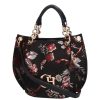 Chiara K 772 bis fekete bordó virág rostbőr női táska