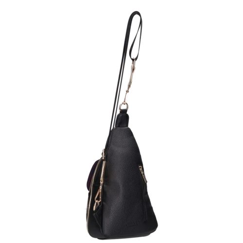 Chiara I 5037 fekete virág rostbőr női táska