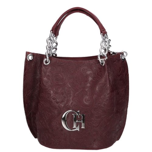 Chiara K 772 bis bordó virág ezüt cipp rostbőr táska