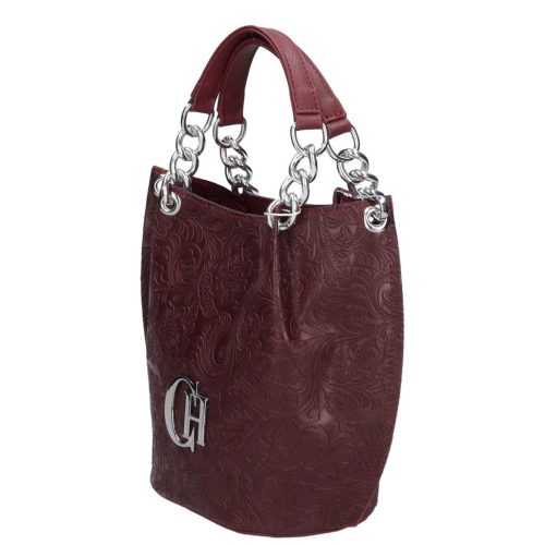 Chiara K 772 bis bordó virág ezüt cipp rostbőr táska