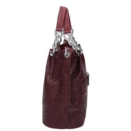 Chiara K 772 bis bordó virág ezüt cipp rostbőr táska