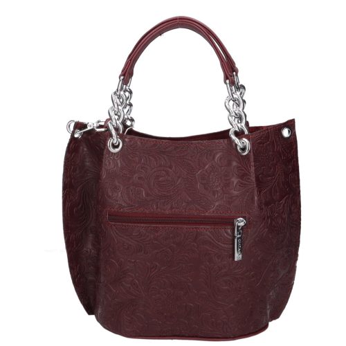 Chiara K 772 bis bordó virág ezüt cipp rostbőr táska