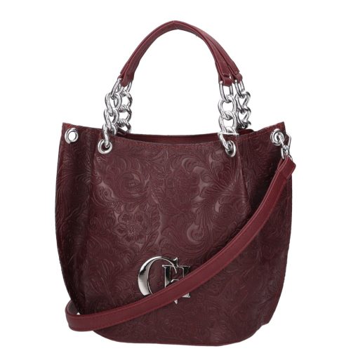 Chiara K 772 bis bordó virág ezüt cipp rostbőr táska