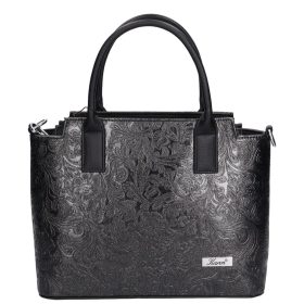 Karen 1721 fekete virág rostbőr női táska