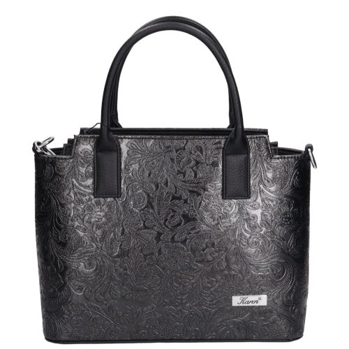 Karen 1721 fekete virág rostbőr női táska