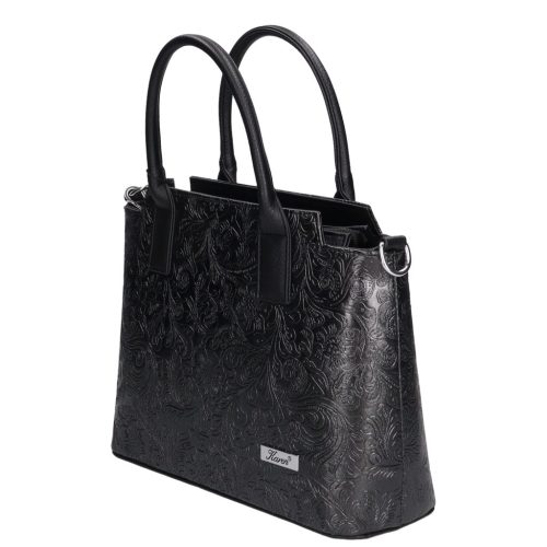 Karen 1721 fekete virág rostbőr női táska