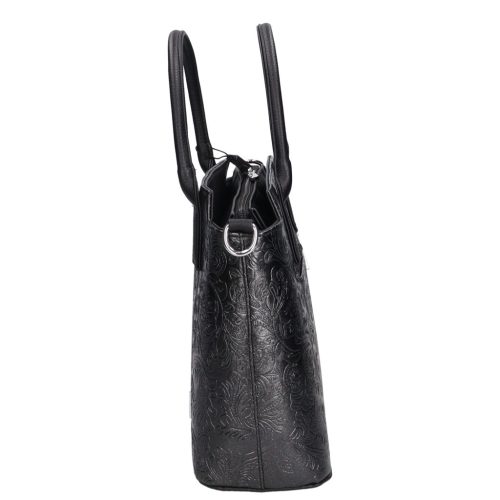 Karen 1721 fekete virág rostbőr női táska