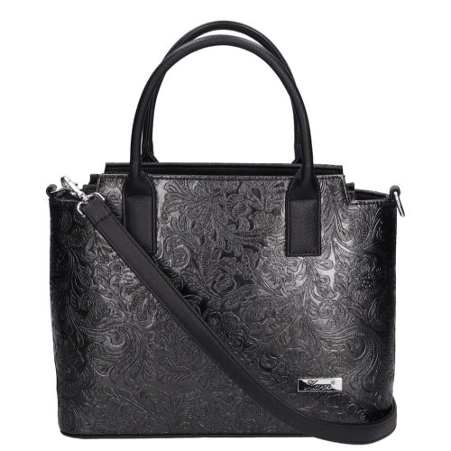 Karen 1721 fekete virág rostbőr női táska