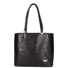 Karen 9460 fekete virág rostbőr táska