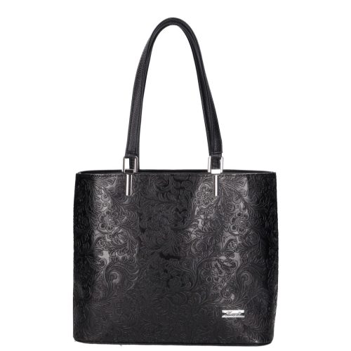 Karen 9460 fekete virág rostbőr táska