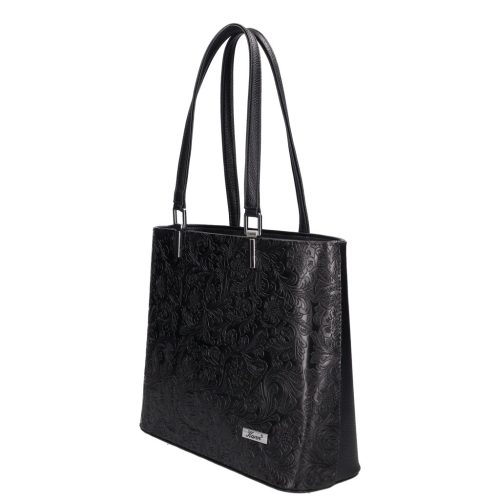 Karen 9460 fekete virág rostbőr táska