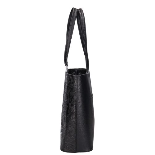 Karen 9460 fekete virág rostbőr táska