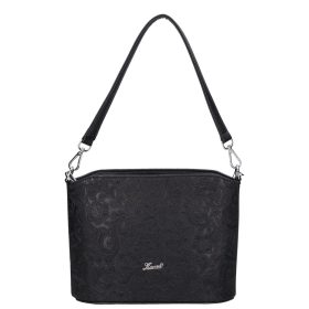 Karen S 087 fekete virág rostbőr táska