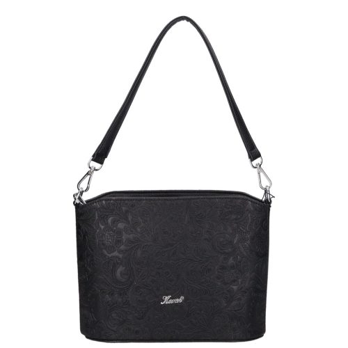 Karen S 087 fekete virág rostbőr táska