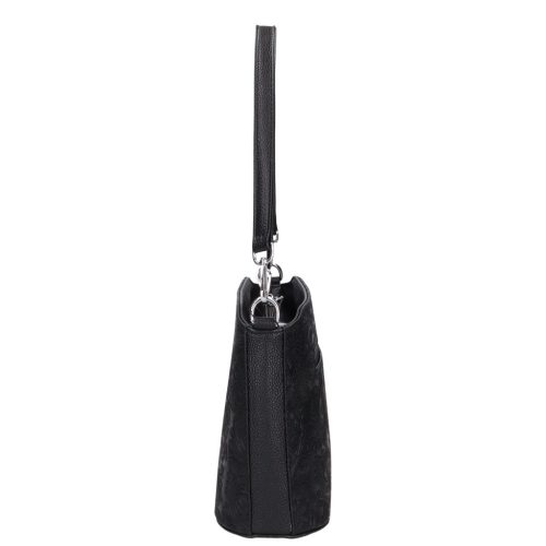 Karen S 087 fekete virág rostbőr táska