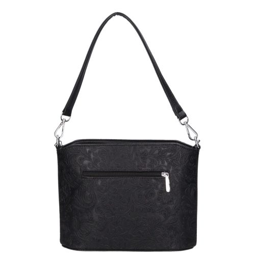 Karen S 087 fekete virág rostbőr táska