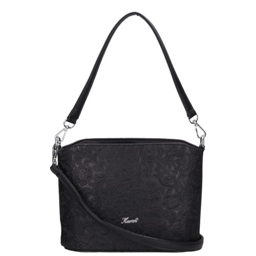 Karen S 087 fekete virág rostbőr táska