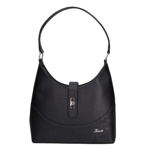 Karen D 658 fekete virág rostbőr női táska