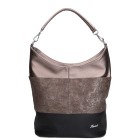 Karen D 207 fekete bronz virág mintás rostbőr női táska