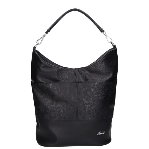 Karen rostbőr táska D 207 fekete virág új