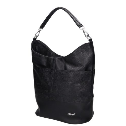 Karen rostbőr táska D 207 fekete virág új