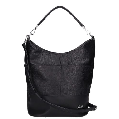 Karen rostbőr táska D 207 fekete virág új