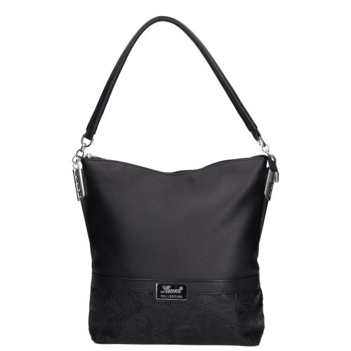 Karen 1337 bis fekete virág rostbőr női táska