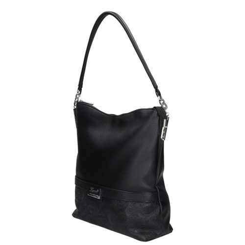 Karen 1337 bis fekete virág rostbőr női táska