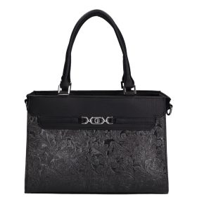 Chiara M 8043 fekete virág rostbőr női táska