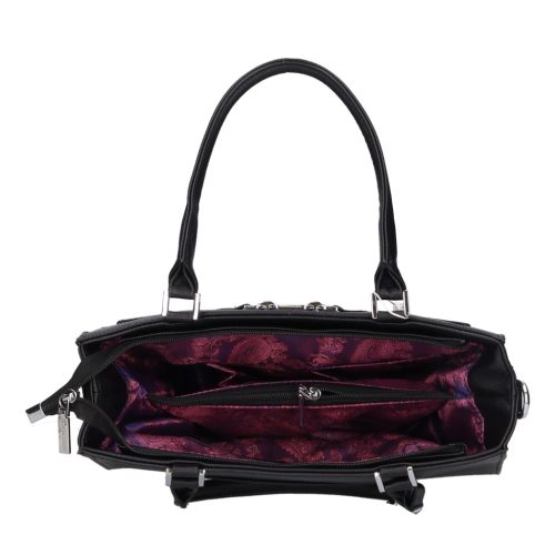 Chiara M 8043 fekete virág rostbőr női táska