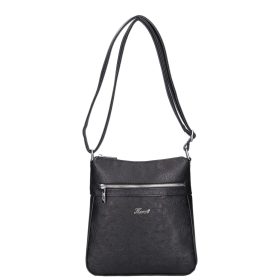 Karen 9504 fekete virágos rostbőr táska